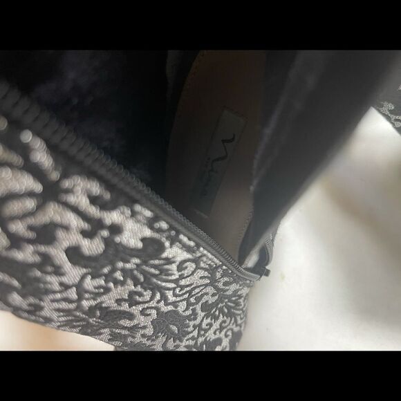 Nina glittery black & silver triple buttons booties with side zipper SZ8.5 - Picture 8 of 9